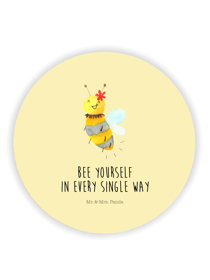 Magnet Biene Blume mit Spruch in Gelb Pastell