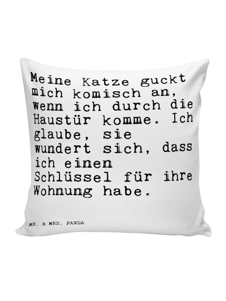 Kissen Meine Katze guckt mich... mit Spruch in Weiß