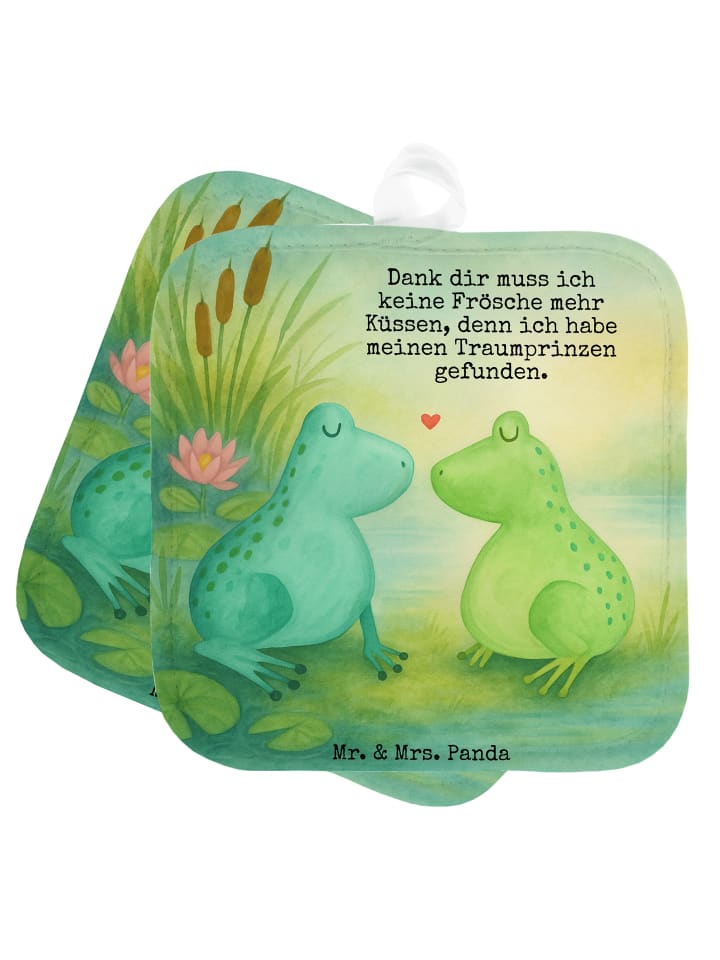 Topflappen Frosch Liebe Design mit Spruch in Weiß