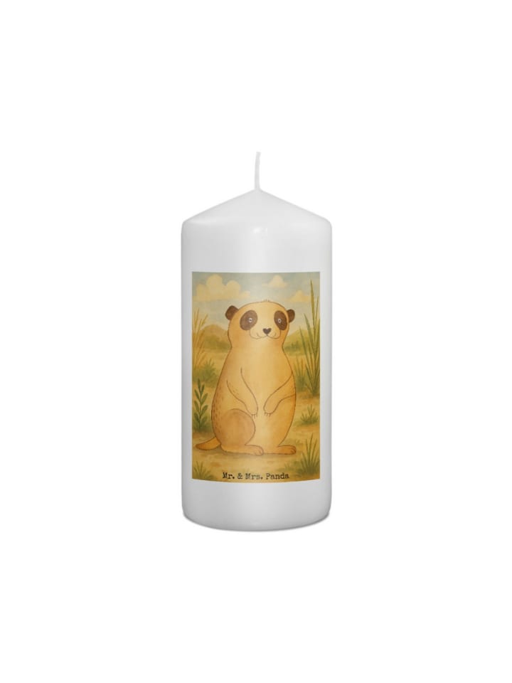 Kerze Erdmännchen Design ohne Spruch in Weiß