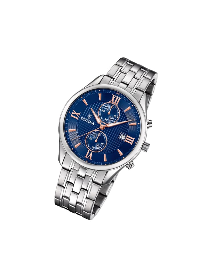 Analog-Armbanduhr Festina Retro silber groß (ca. 42mm)