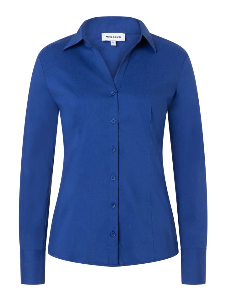 klassische, taillierte Stretch-Businessbluse in college blue
