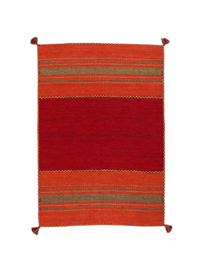 Natur-Teppich Kelim Navarro in rot