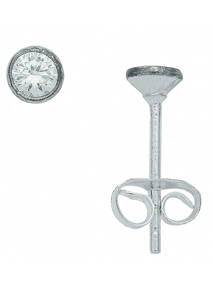 Damen 925 Silber Ohrringe / Ohrstecker mit Zirkonia Ø 4 mm in silber