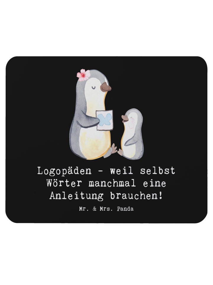 Mousepad Logopädin Helden mit Spruch in Schwarz