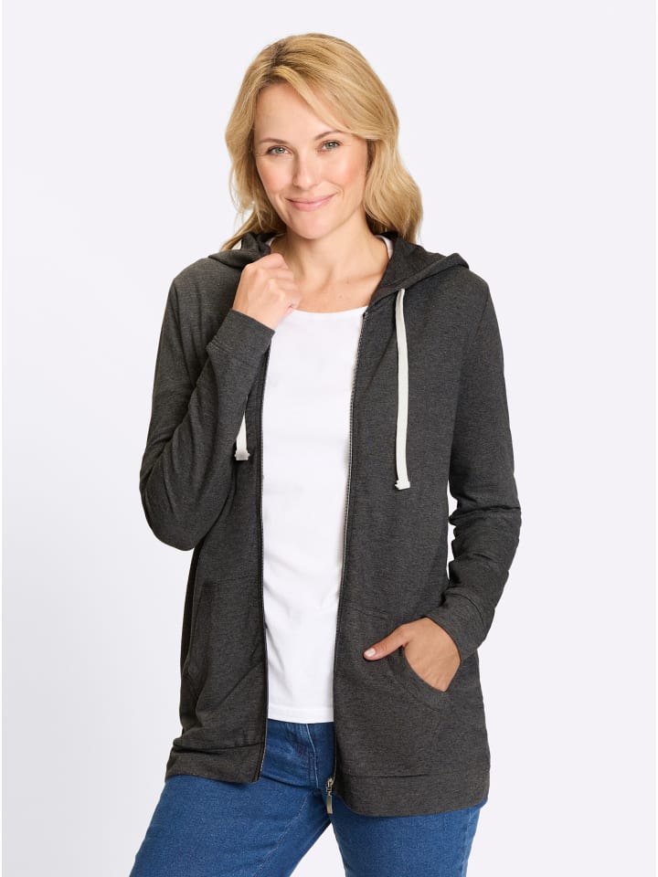 Sweatjacke in anthrazit-meliert