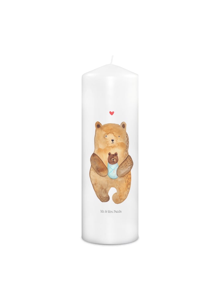 Wachskerze Bär Baby ohne Spruch in Weiß