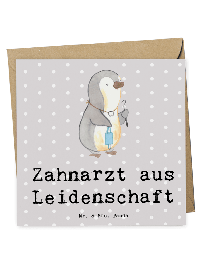 Klappkarte Zahnarzt Leidenschaft mit Spruch in Grau Pastell