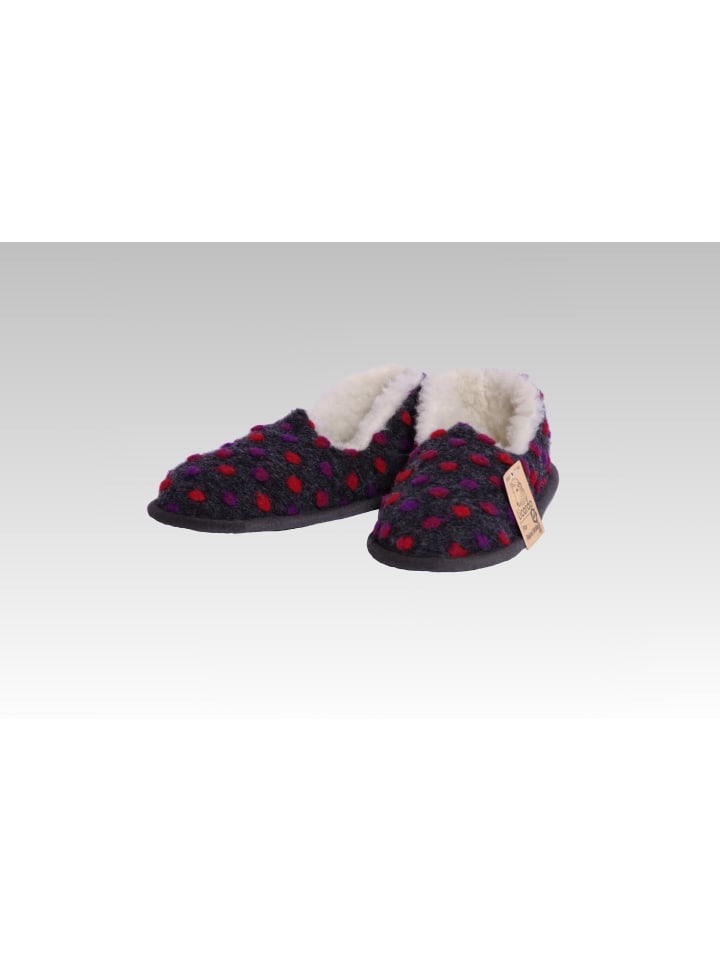 Heimschuhe mit Wolle in anthrazit
