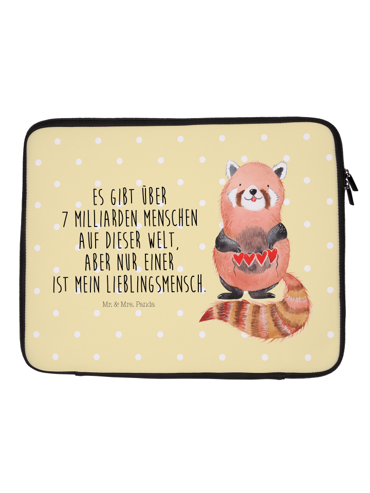 Laptop Tasche Roter Panda mit Spruch in Gelb Pastell