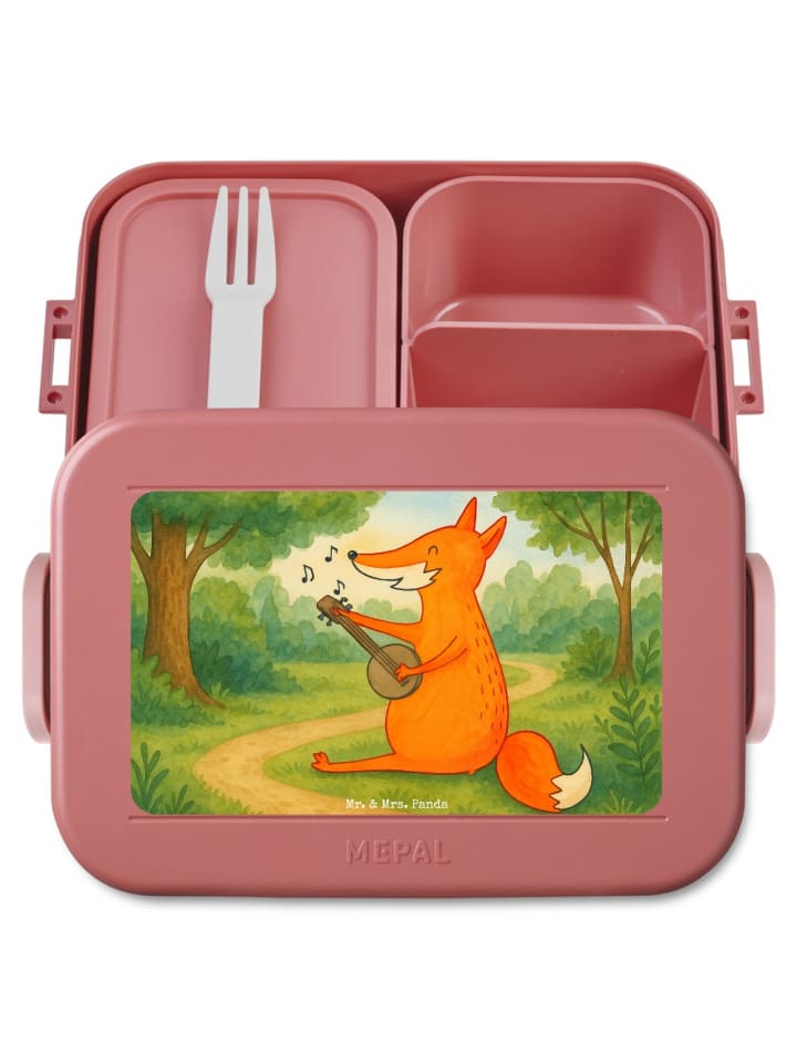 Bentobox Fuchs Gitarre Design ohne Spruch in Rot Pastell