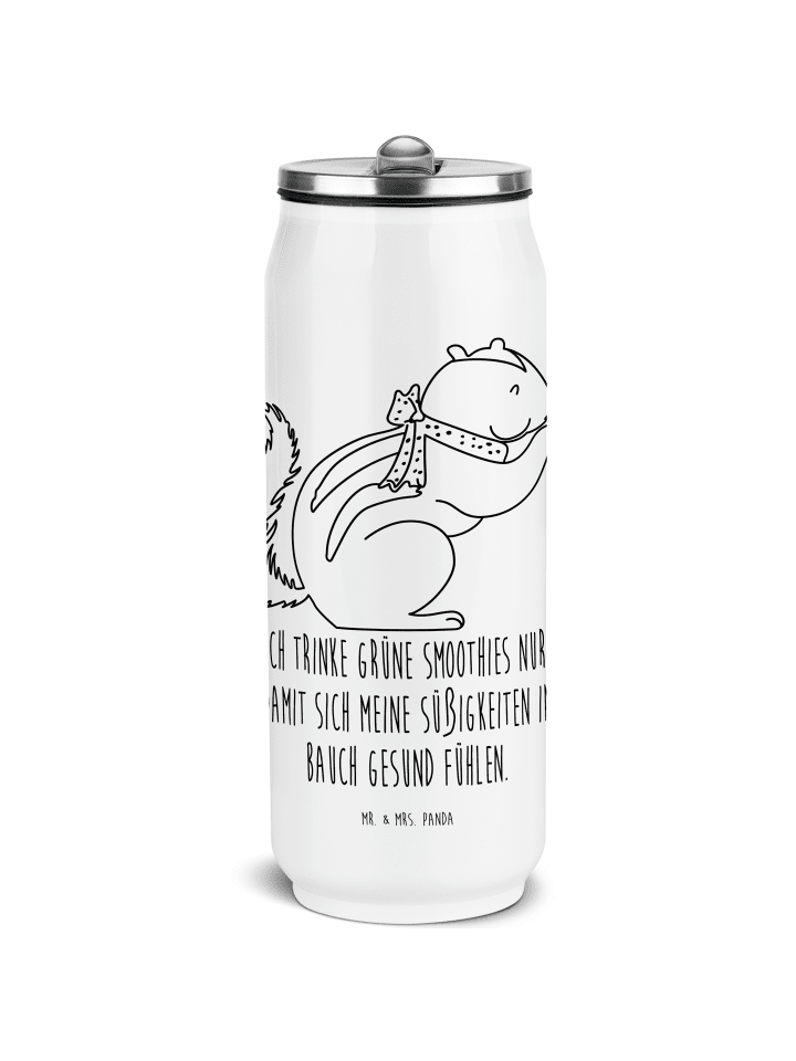 Wasserflasche Eichhörnchen Smoothie mit Spruch in Weiß