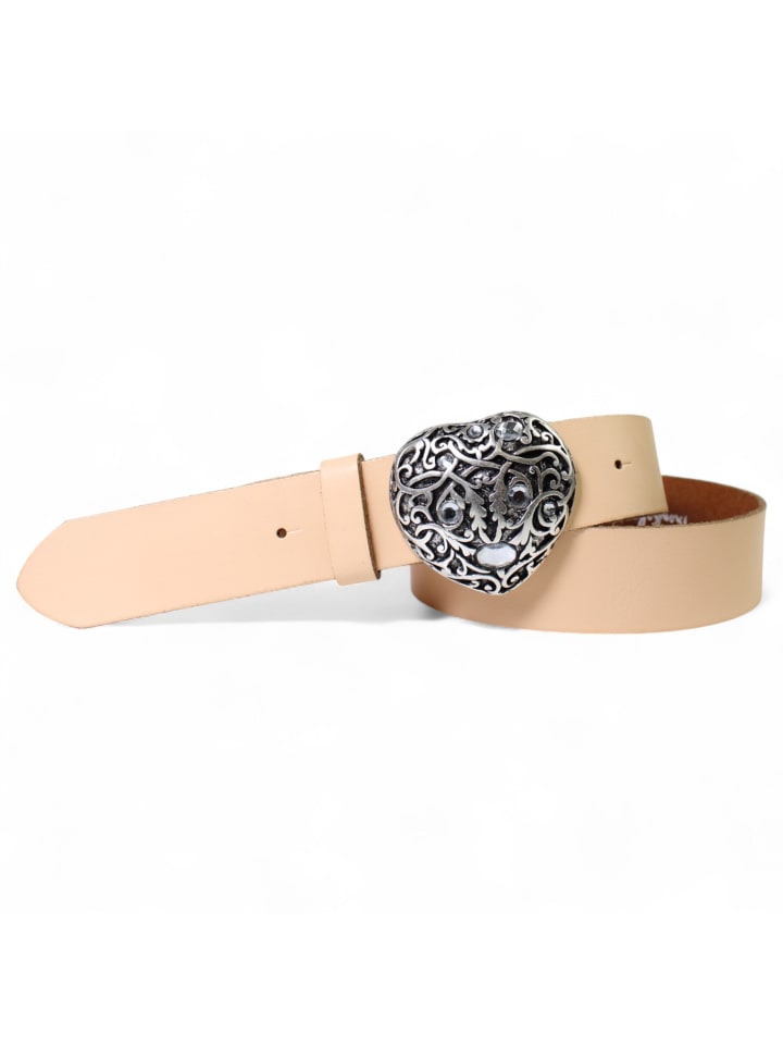 Damen Ledergürtel Strass in Peach