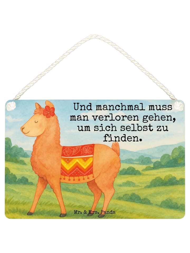 Holzbild Alpaka Stolz Design mit Spruch in Weiß