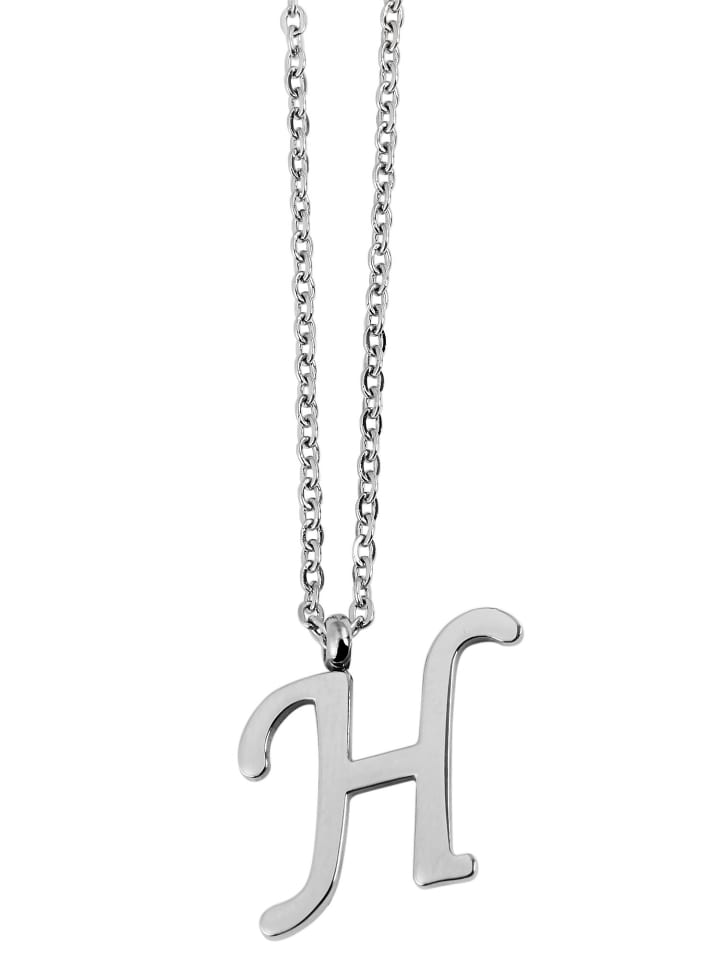 Unisex Halskette mit Anhänger – Buchstabe S aus Edelstahl in silber