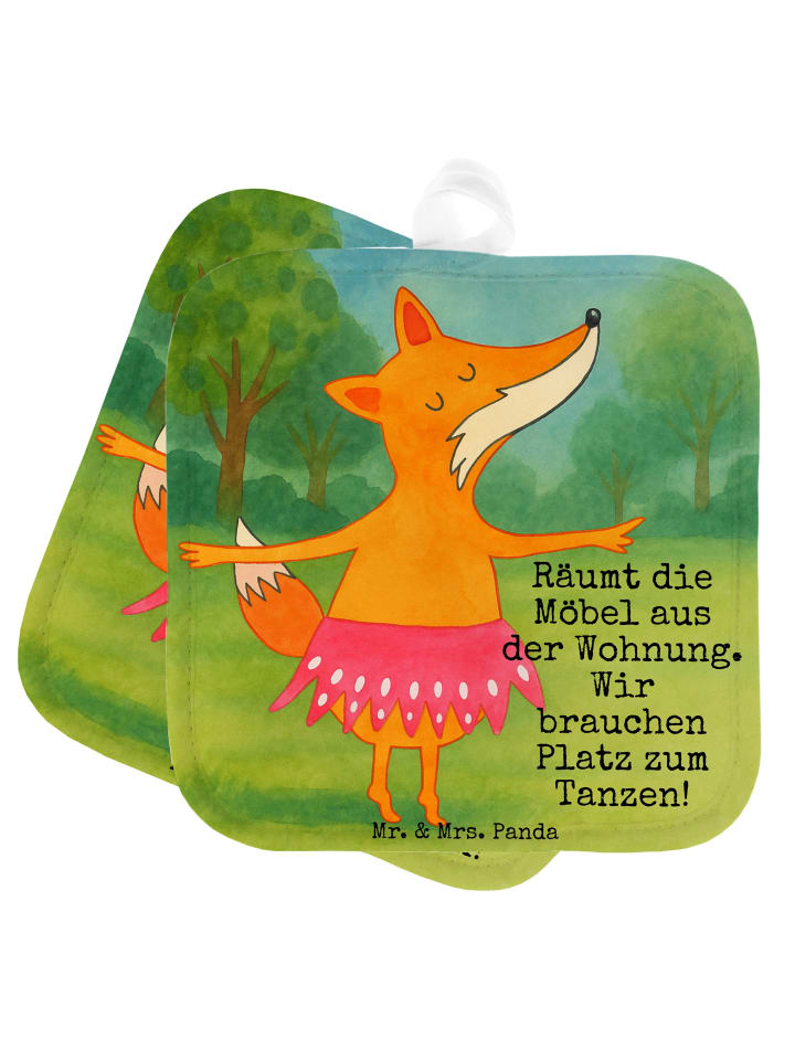 Topflappen Fuchs Ballerina Design mit Spruch in Weiß