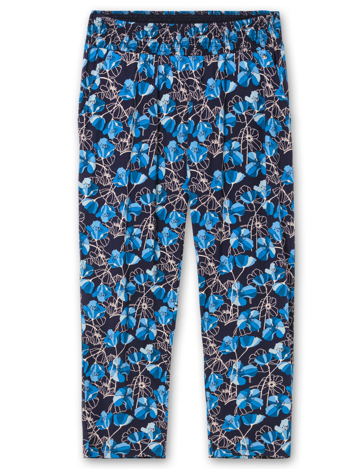 Schlupfhose in tiefblau-gemustert