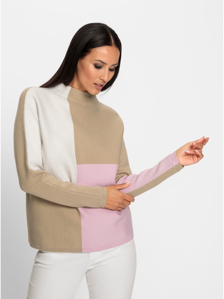 Pullover in beige-ecru-gemustert