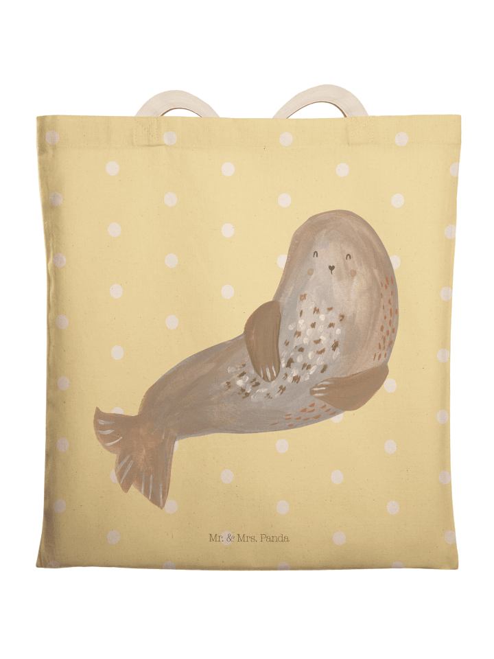 Shopping Bag Robbe Lachen ohne Spruch in Gelb Pastell