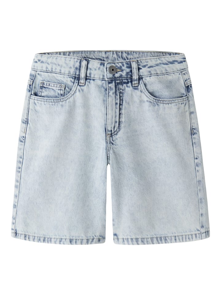 Jeansshorts in Light Blue Bleached Denim