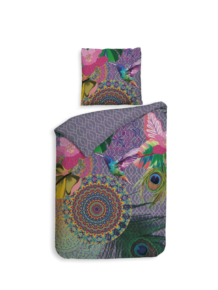 Renforcé Bettwäsche Digital - Kolibri - Mandalas  in bunt