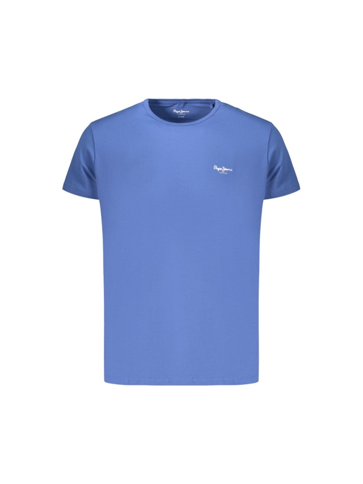 Blau Baumwolle Herren T-Shirt