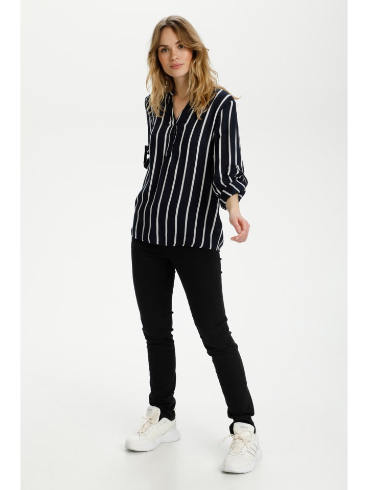 Bluse langarm KAstridy Regular fit in Midnight Marine/Chalk
