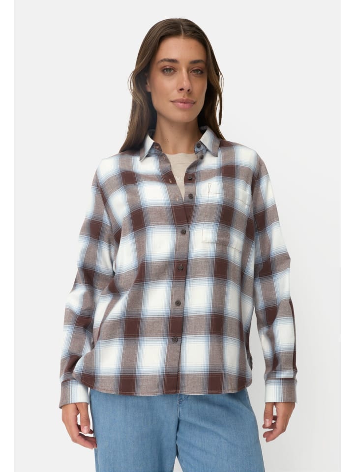 Bluse mit Brusttasche in Braun