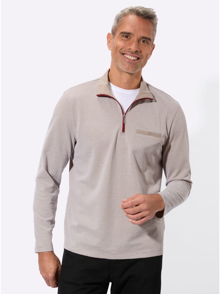 Sweatshirt in sesam-gemustert