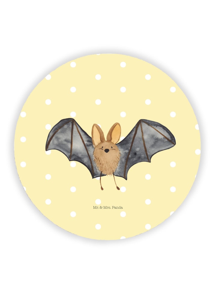 Rund Magnet Fledermaus Flügel ohne Spruch in Gelb Pastell