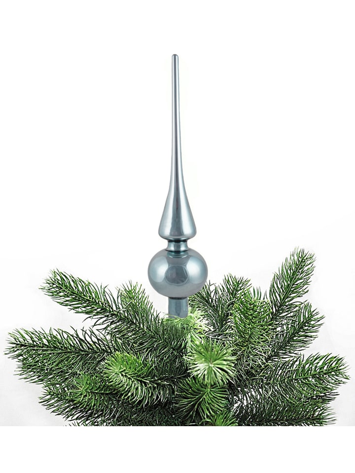 Christbaumspitze Glas 26cm Glänzend Matt in Silber Glanz