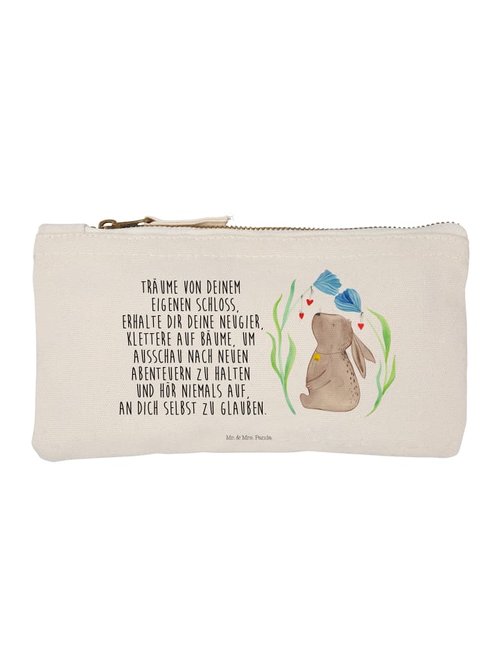 Menschrmäppchen Hase Blume mit Spruch in Weiß