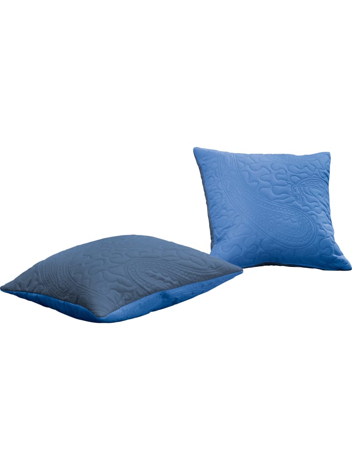 Kissenhülle 2er-Pack in blau / schieferblau