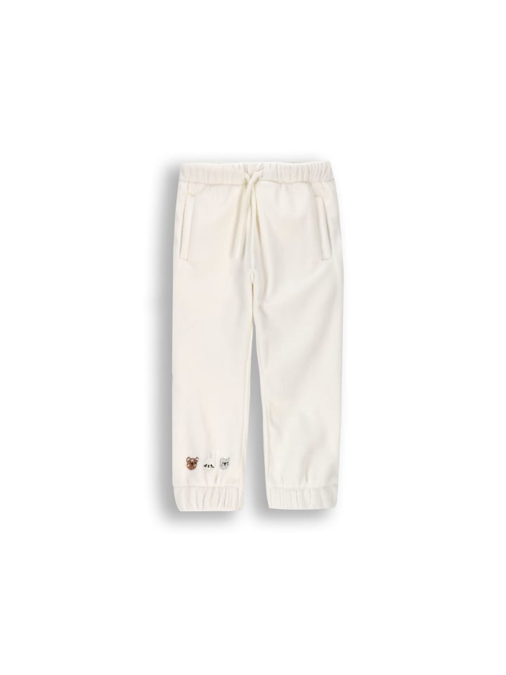 Samtige hose in ecru