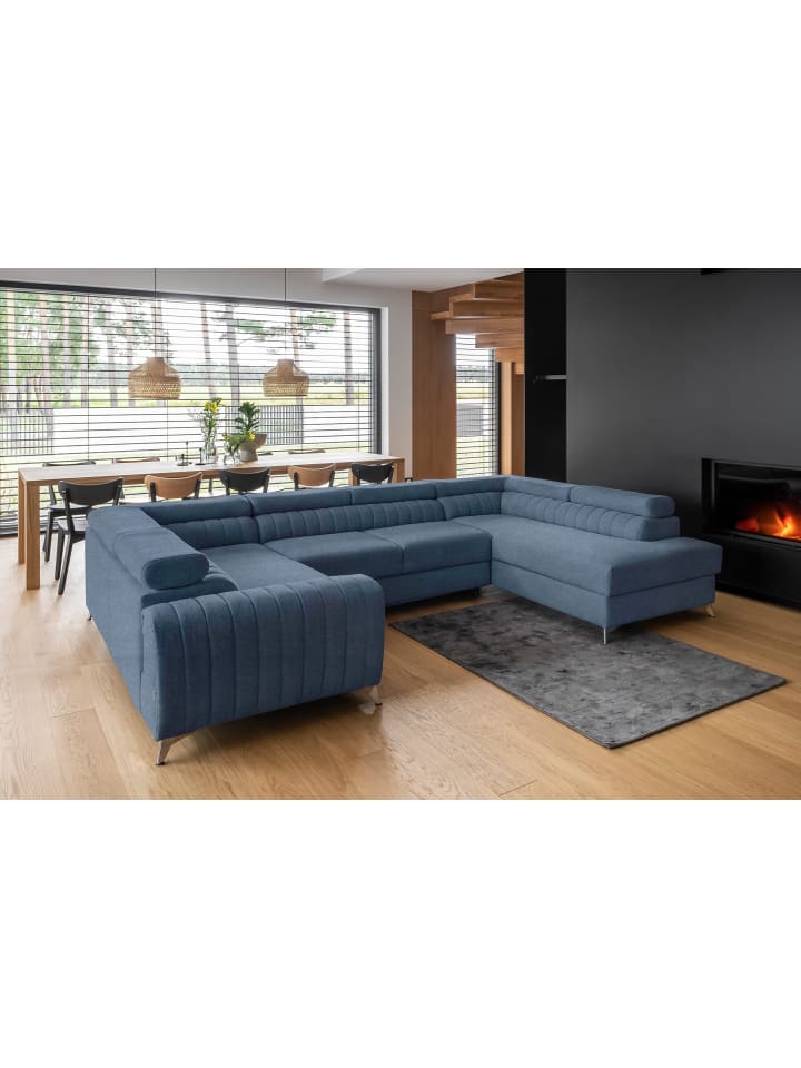 Luisa Recamiere Rechts in Blau -  (L) 202 x (B) 347 x (H) 92 cm