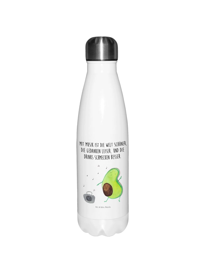 Isolierte Trinkflasche Avocado Tanzen mit Spruch in Weiß