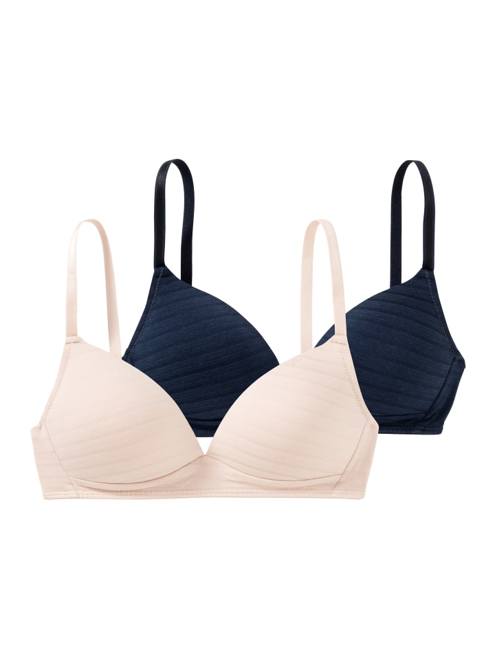 Schalen-BH Cotton & More in Dunkelblau / beige