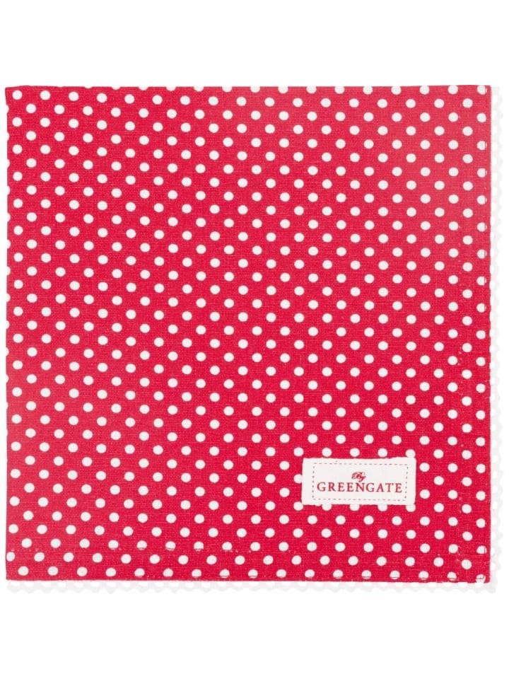 Stoffserviette mit Spitze DOTTY Rot mit weißen Punkten