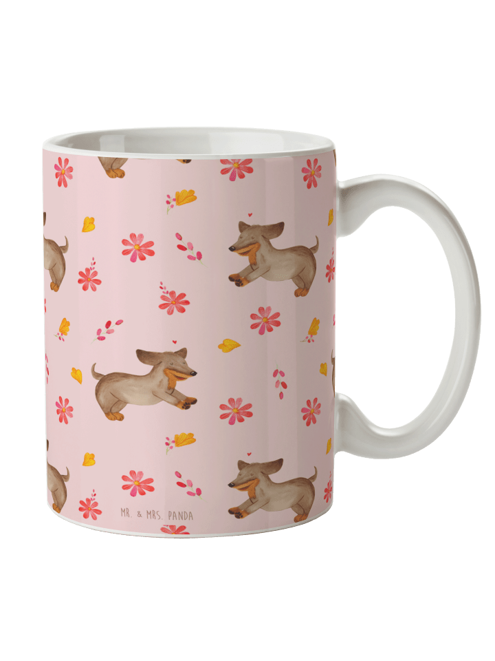 Tasse Hund Dackel ohne Spruch in Rosa