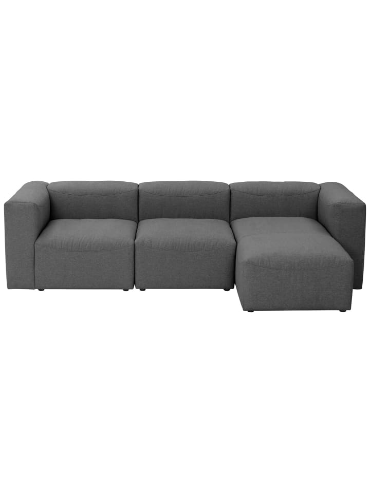 SOFA mit Longchair links Kattrina Flachgewebe anthrazit