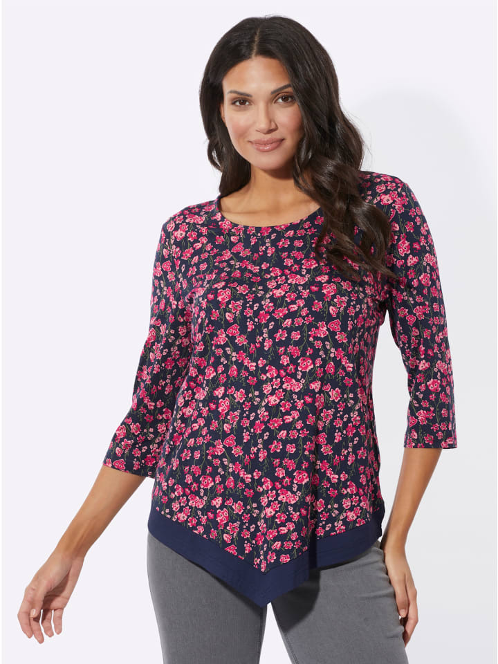 3/4-Arm-Shirt in marine-erdbeere-bedruckt