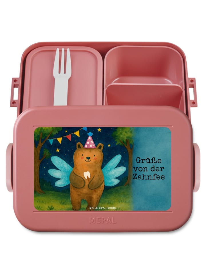 Vesperbox Bär Zahnfee Design mit Spruch in Rot Pastell