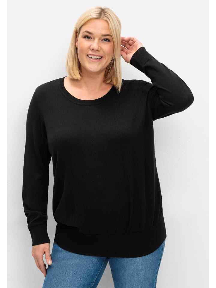 Rundhalspullover in schwarz