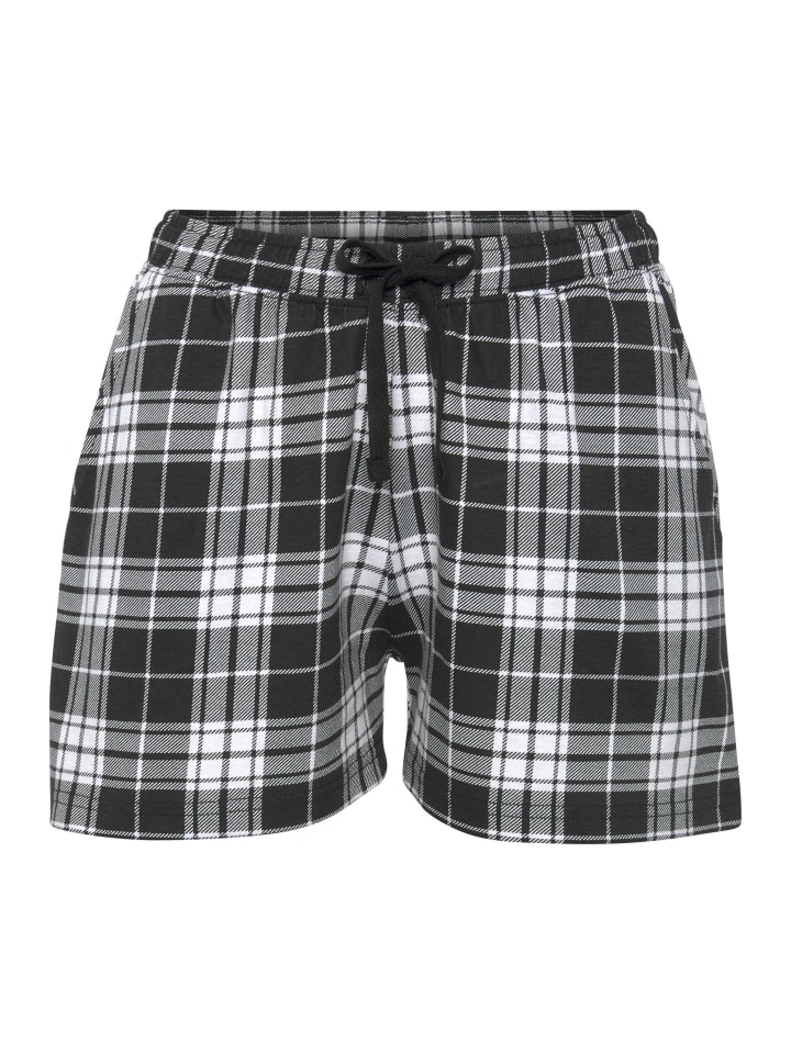 Pyjamashorts in schwarz-weiß kariert