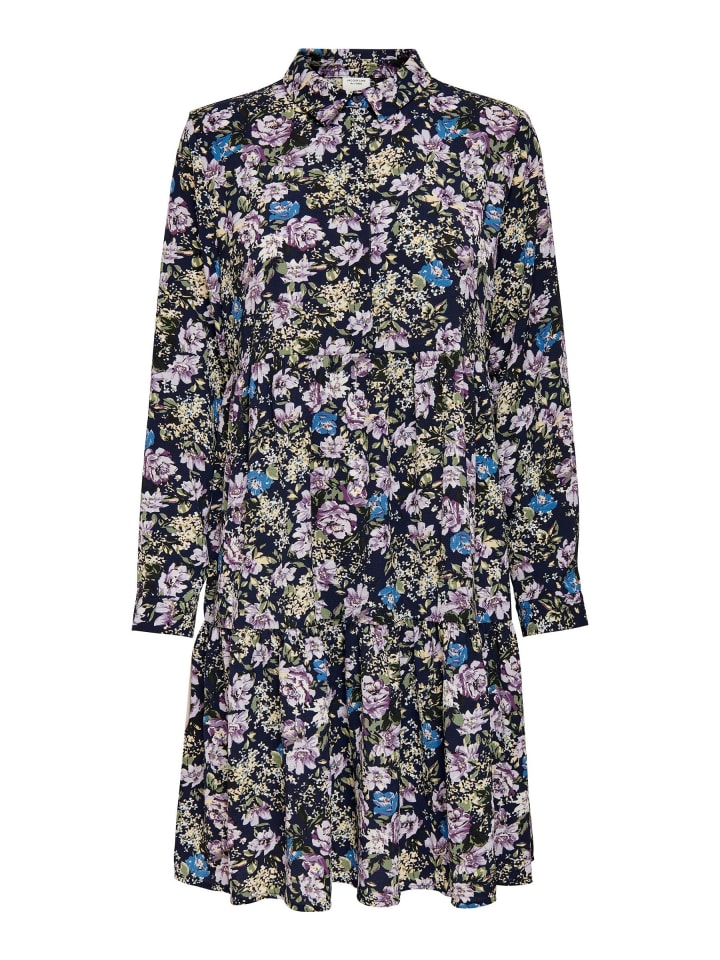 Kurzes Langarm Kleid Gemusterte Tunika Bluse JDYPIPER in Schwarz-2