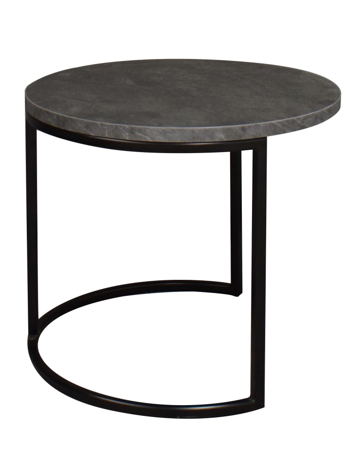 COUCHTISCH Rund Elesa 2 60x51x60 Holzwerkstoff Schwarz/Keramik grau
