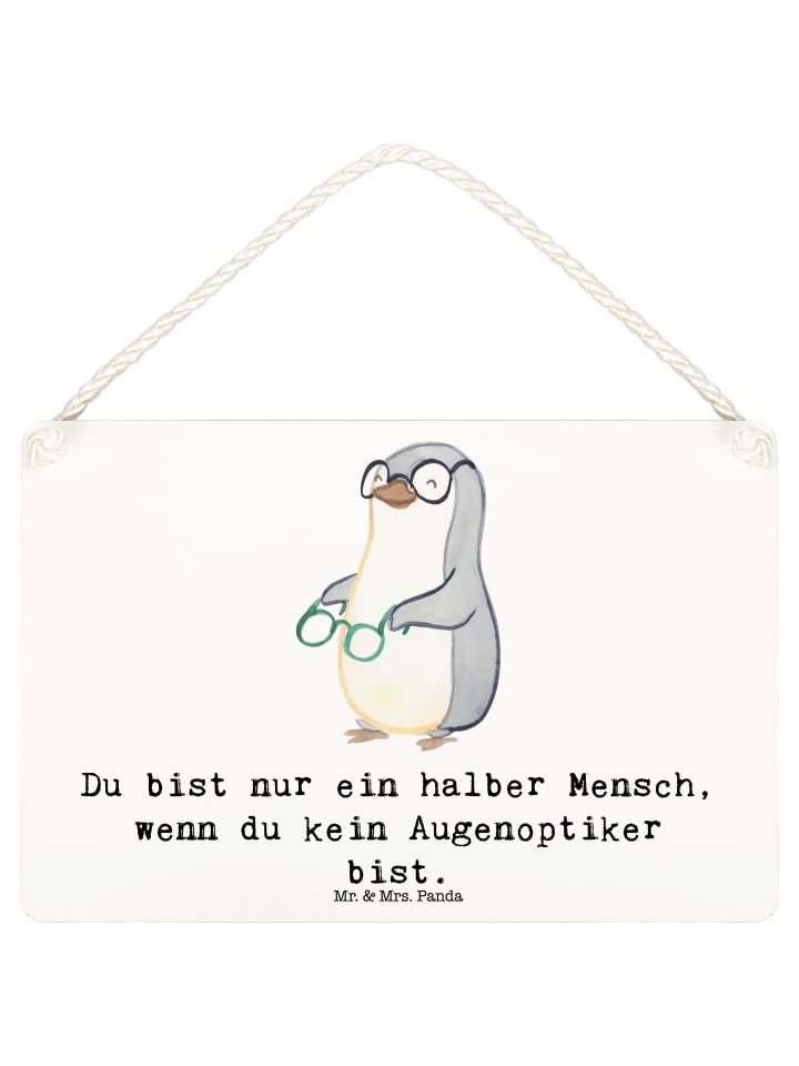 Holzbild Augenoptiker Herz mit Spruch in Weiß