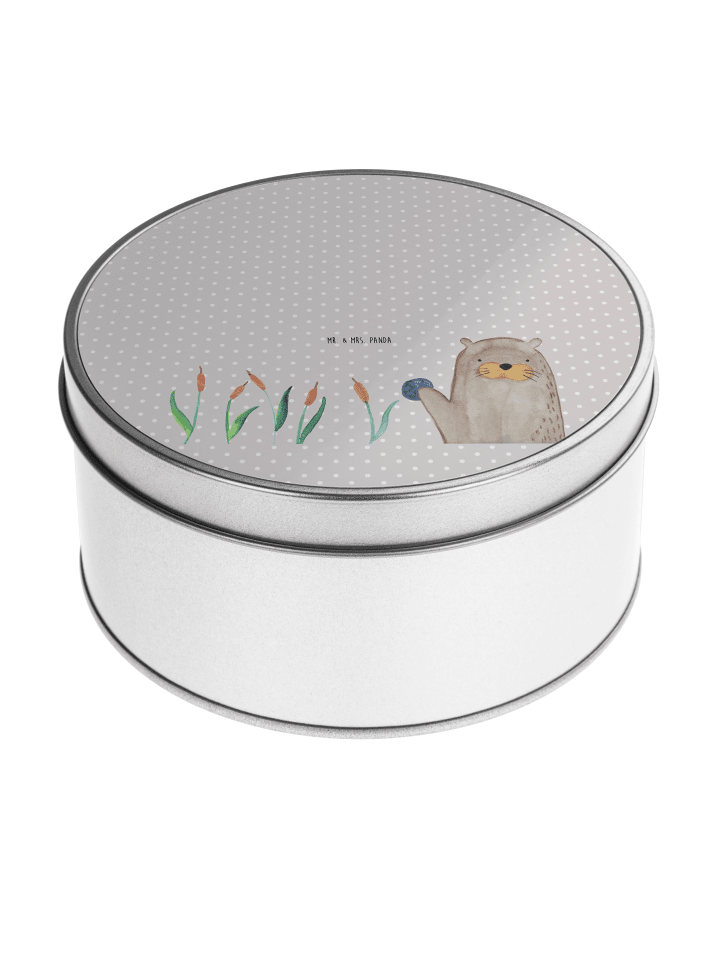 Aufbewahrungsbox Otter Stein ohne Spruch in Grau Pastell