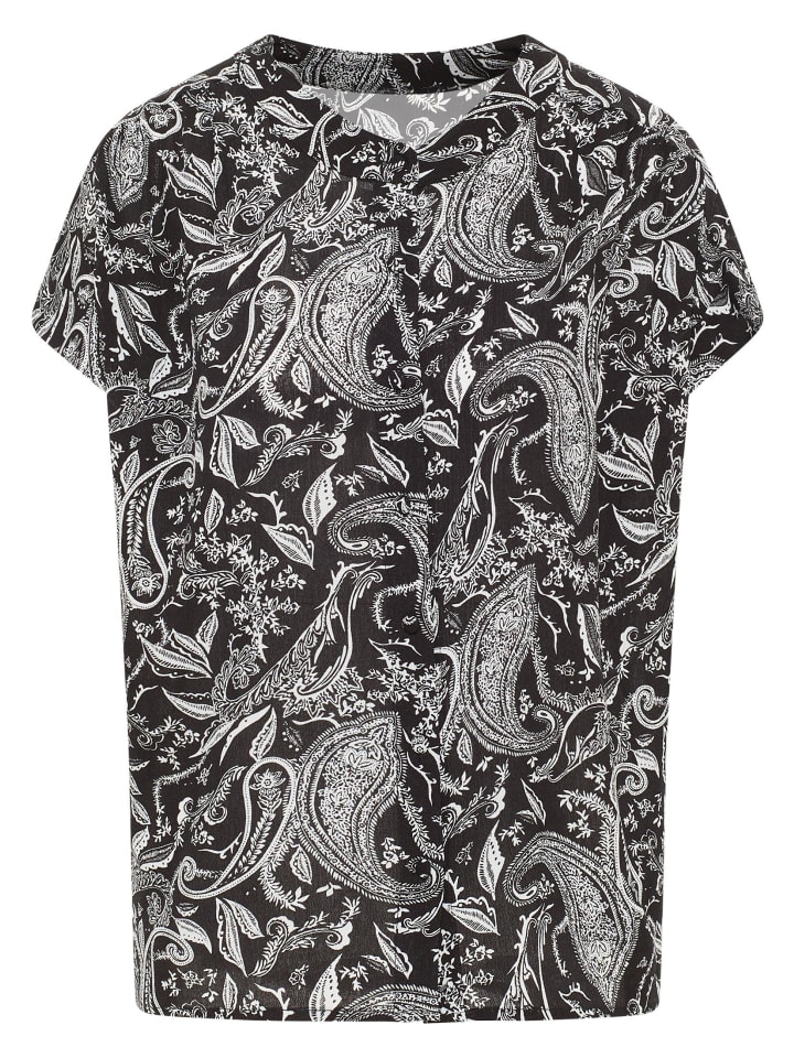 Women Kurzarmbluse in Schwarz Weiss