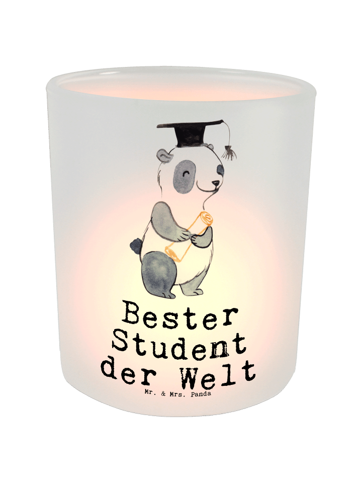Kerzenhalter Pinguin Bester Student der Welt mi... in Transparent